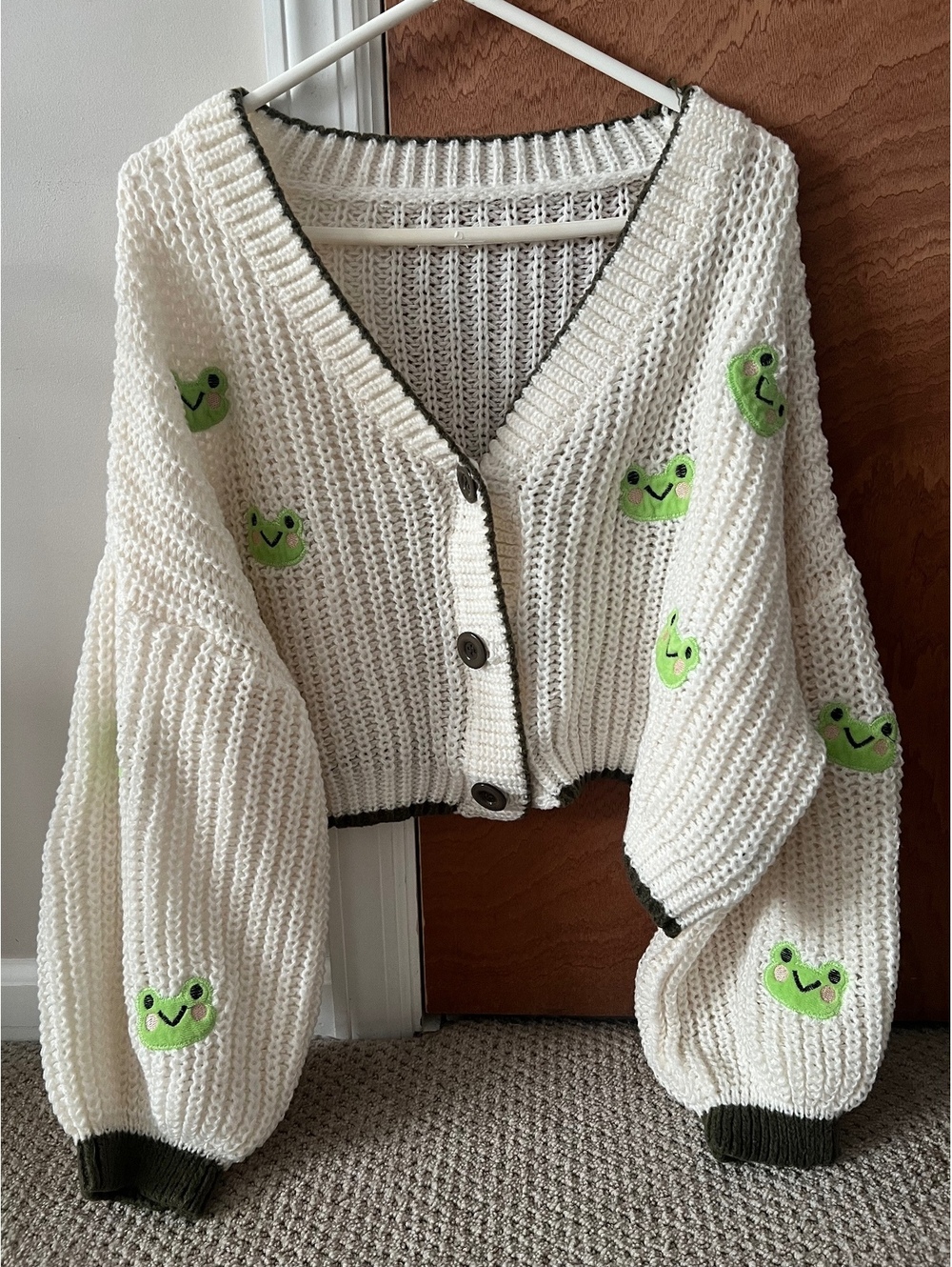 Embroidered Frog Knit Cardigan